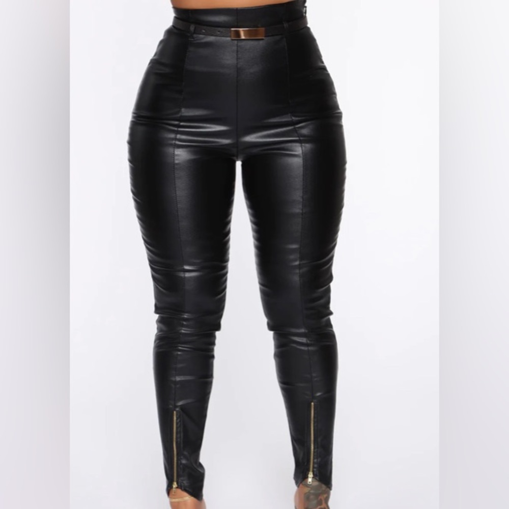 Black Fashion Nova Bad Girls Club PU Skinny Pants Size Medium. Never worn.